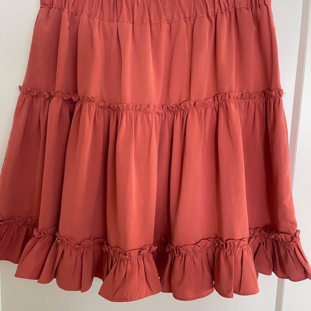 Elegant Coral Ruffle Skirt